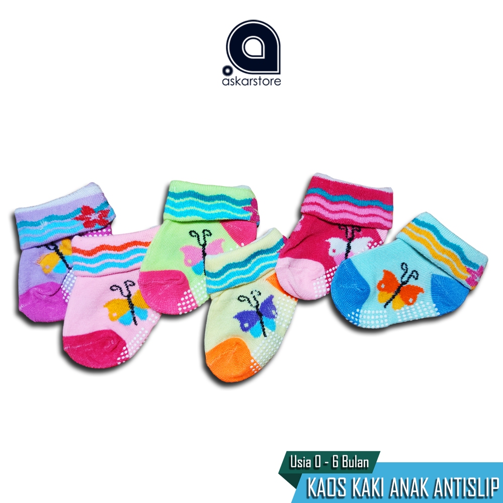 Kaos Kaki Bayi Anti Slip Laki Laki Perempuan Usia 0 - 6 Bulan