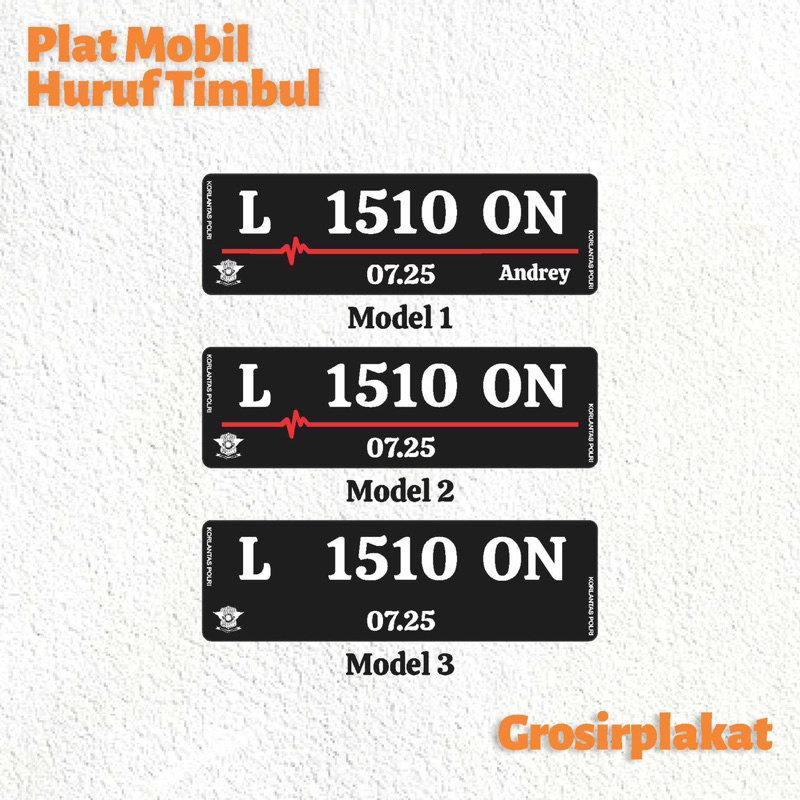 Plat Nomor Mobil Hitam / Plat Nomor Mobil Variasi Akrilik / Plat Nomor Mobil Font Baru  / Plat Nomor