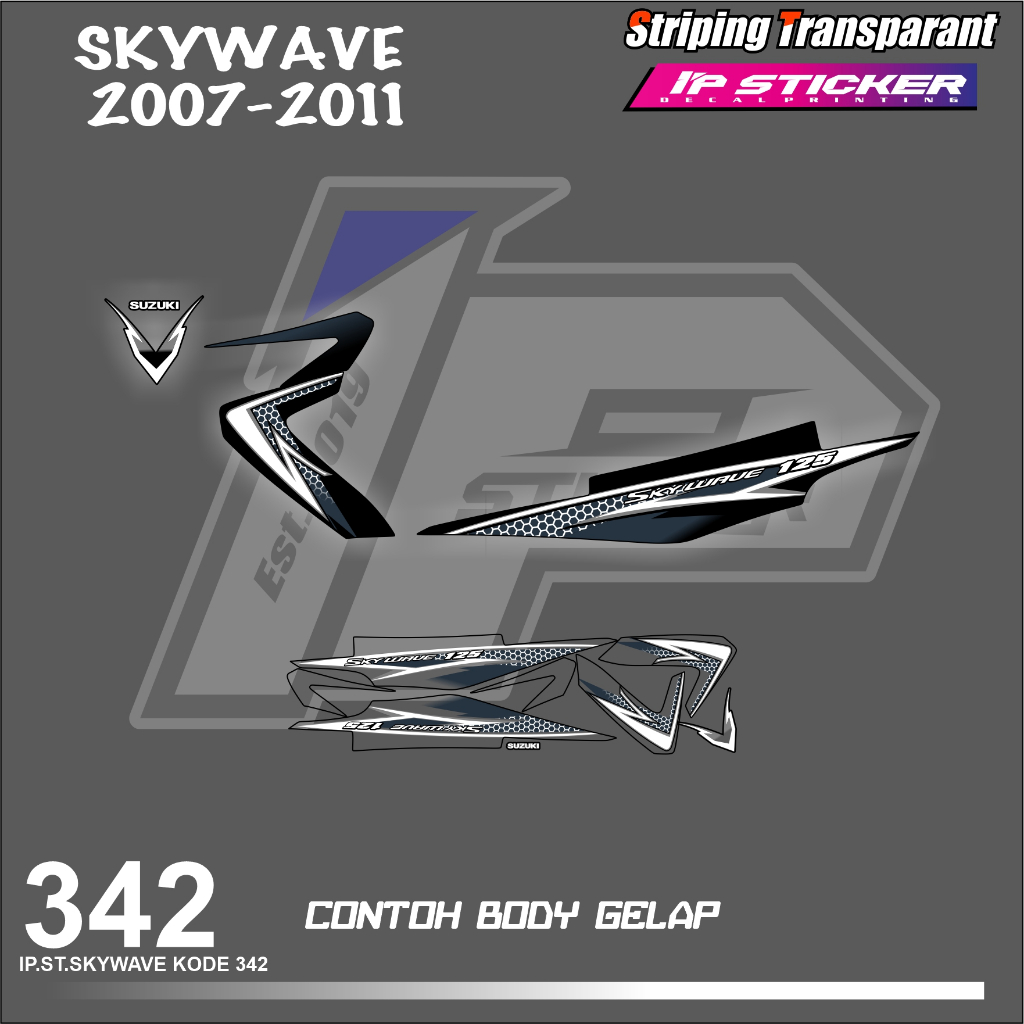 SKYWAVE 2007-2011 (COD) STIKER STRIPING MOTOR SUZUKI SKYWAVE HOLOGRAM DAN TRANSPARAN