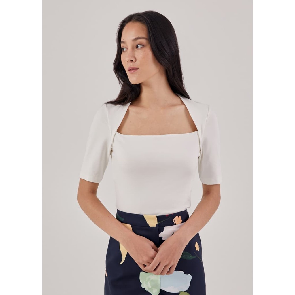 Debora square neck jersey top