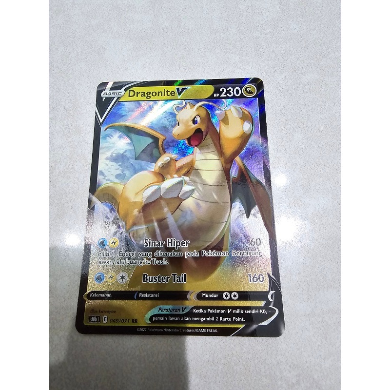 Paket kartu Pokemon Hologram Dragonite + Free 5 kartu Pokemon Random Non Hologram