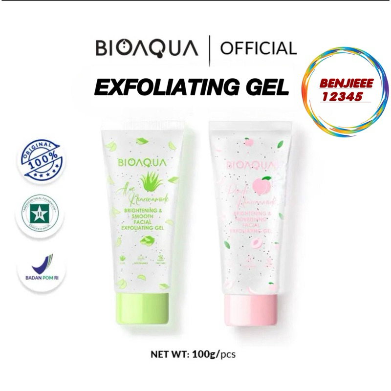 BIOAQUA Exfoliating Gel scrub wajah peeling gel niacinamide brightening smooth facial exfo wajah Alo