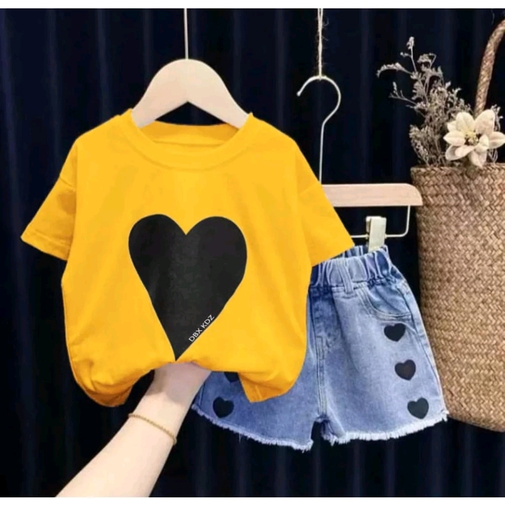 SETELAN JEANS ANAK PEREMPUAN BAJU ANAK MOTIF LOVE FASHOIN ANAK KOREAN STYLE 1-5 TAHUN PAKAIAN ANAK C
