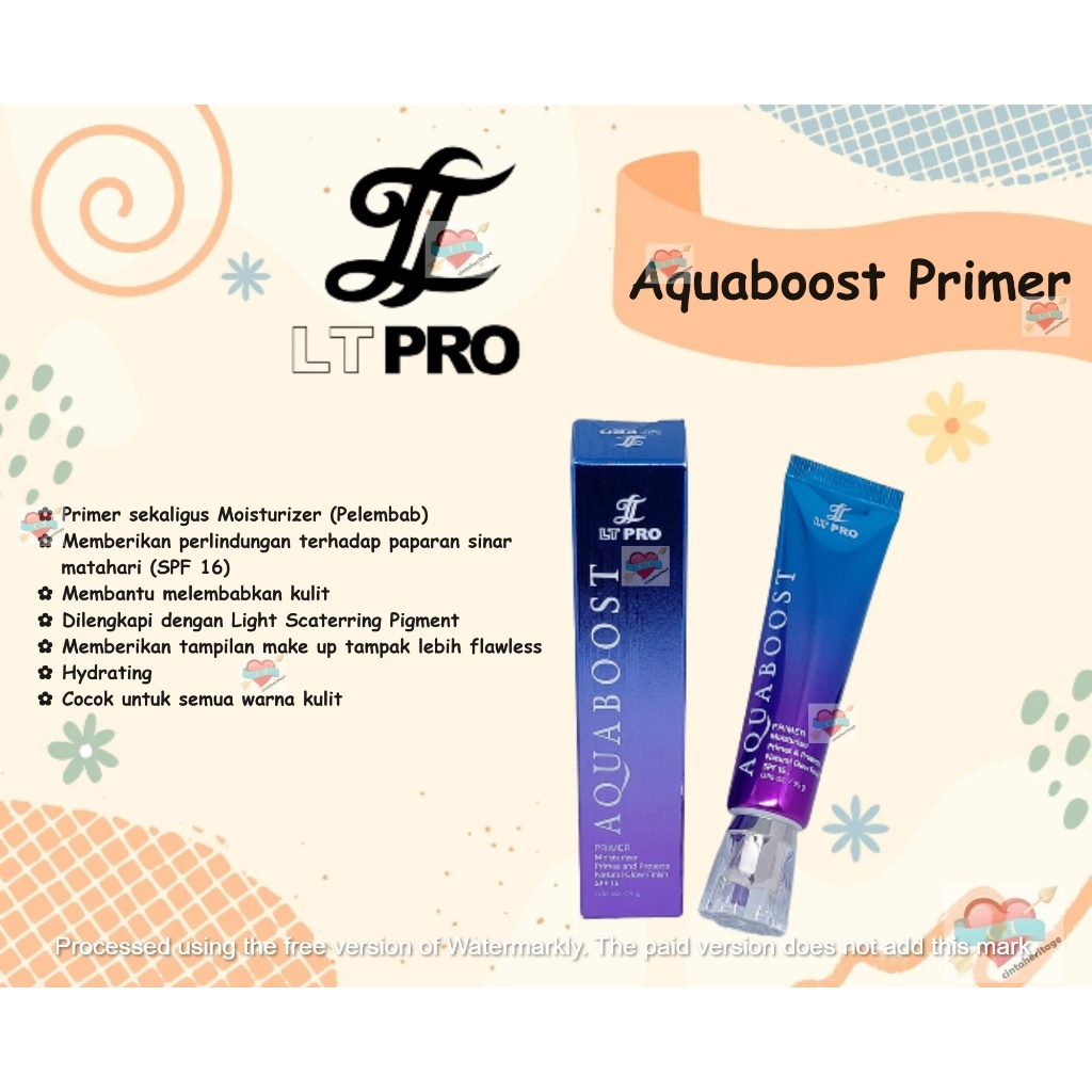 ✿HERITAGE✿ LT PRO Aquaboost Primer - Base Make up dengan SPF 16, Tampilan Flawless dan Bercahaya ser