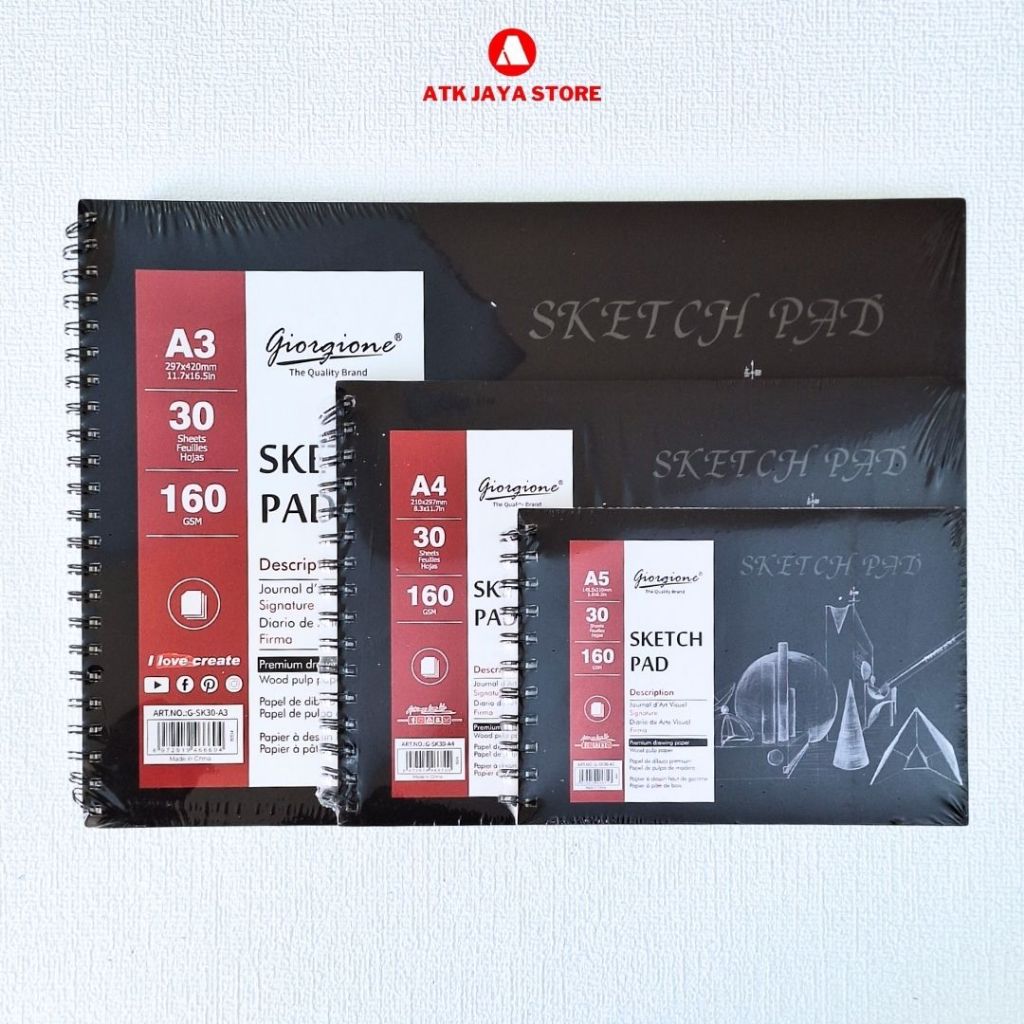 

GIORGIONE WIRED SKETCH BOOK SKETCH PAD A3 A4 A5 Buku Sketsa menggambar mewarnai 160 GSM SK30