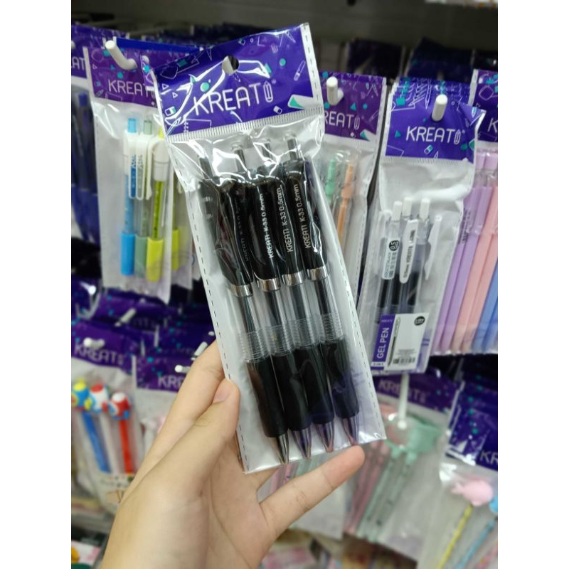 

Pulpen tinta hitam / pack gel pen 4in1 / cute sharpener good quality