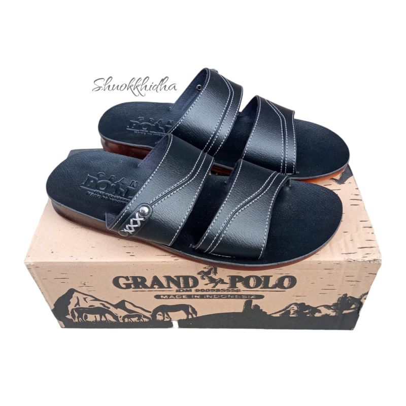 GRAND POLO sandal slide pria kulit sapi asli original classic series sandal pria kulit polo terlaris