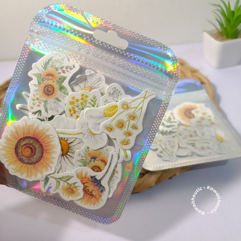 

23pcs sunflower sticker deco cute DIY buku journal scrapbook
