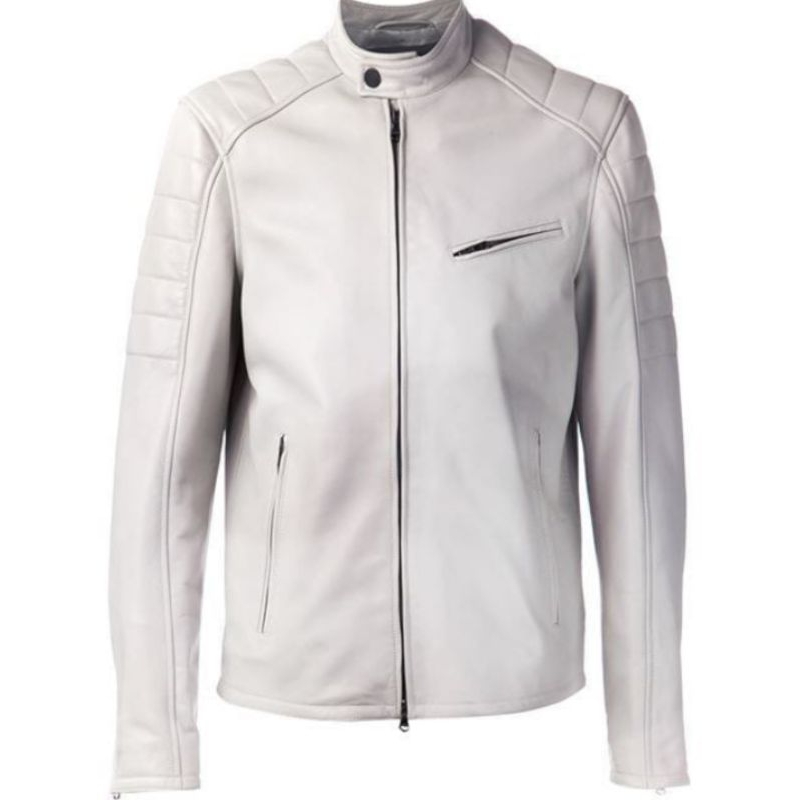Jaket kulit pria asli domba original - Rjk0027 - putih