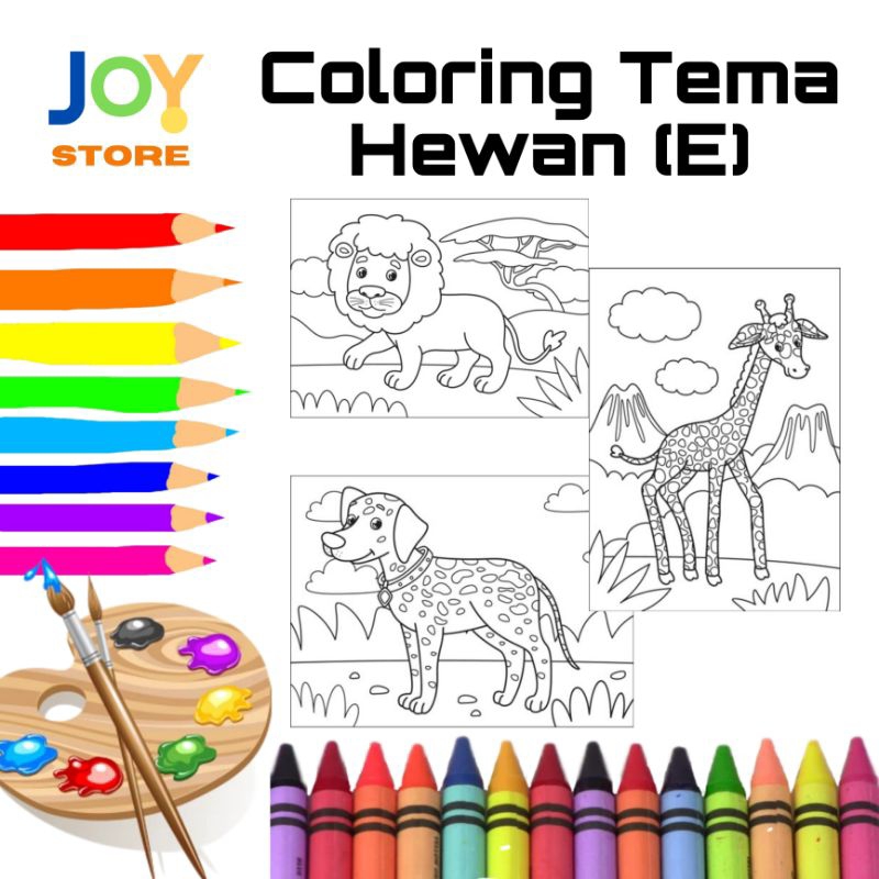 

Kertas Mewarnai untuk Anak TK / SD ukuran A4 dan A5 150 gsm - Coloring Paper Tema Hewan (E) Toko Joy Store