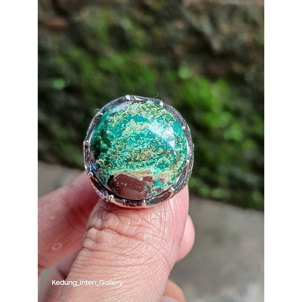 Cincin Pria Batu Pirus | Natural Turquoise | Pirus Persia Asli Hijau Unik |