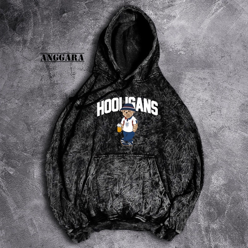 SWEATER HOODIE WASHED HOOLIGANS BEAR / JAKET WASHING CASUAL FOOTBALL HOOLIGANS
