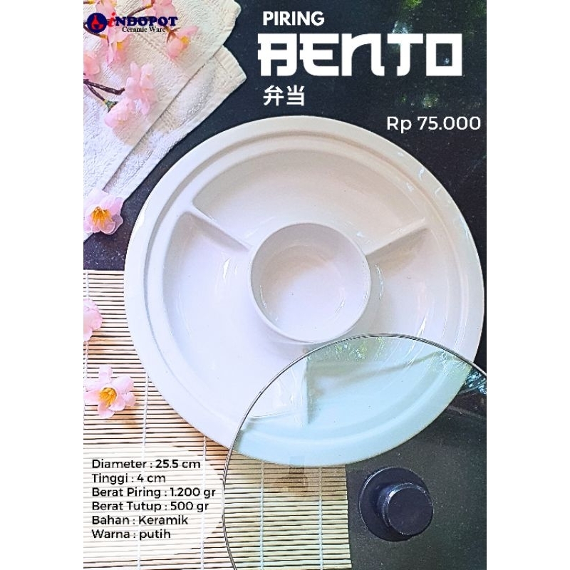 PIRING SAJI BENTO TUTUP KACA BAHAN KERAMIK / PIRING LAUK / PIRING KERAMIK