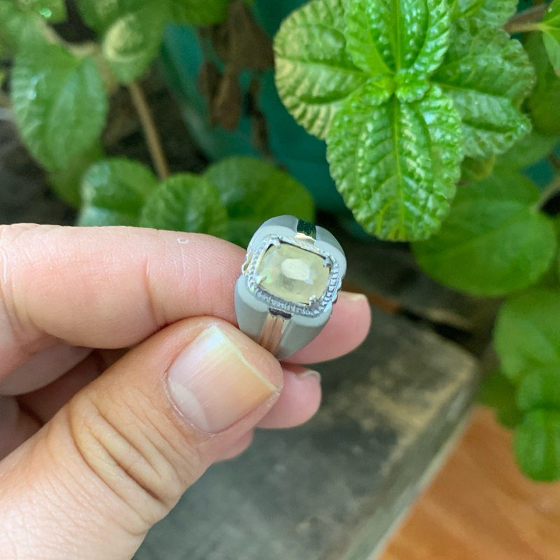 Cincin Batu Permata Yakut Yellow Saphire Ring Monel Doff Handmade Size 7