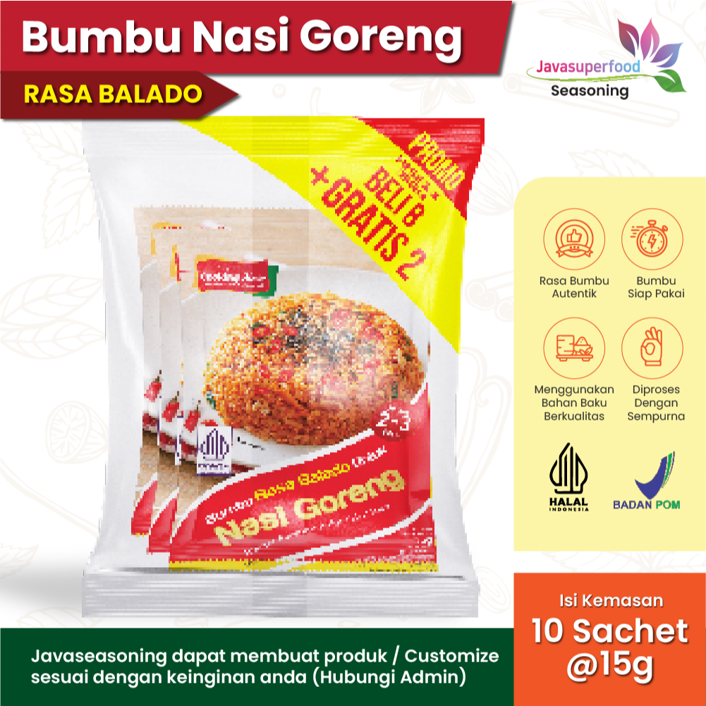 

Bumbu Nasi Goreng Instan 15g (1 Renceng Isi 10 Sachet)