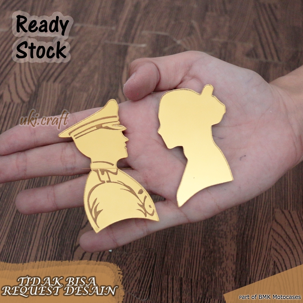 Siluet Couple Wajah Pengantin - Bahan Aksesoris Dekorasi Mahar Akrilik Gold Siluet Couple Wajah Peng