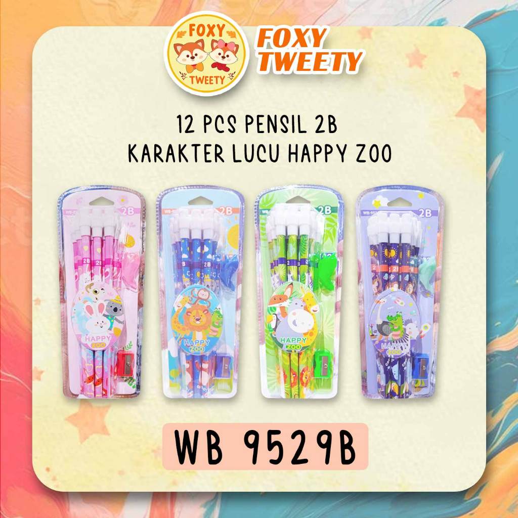 

1 LSN / 12 Pcs Pensil + Eraser Weibo WB-9529B 2B with Sharpener