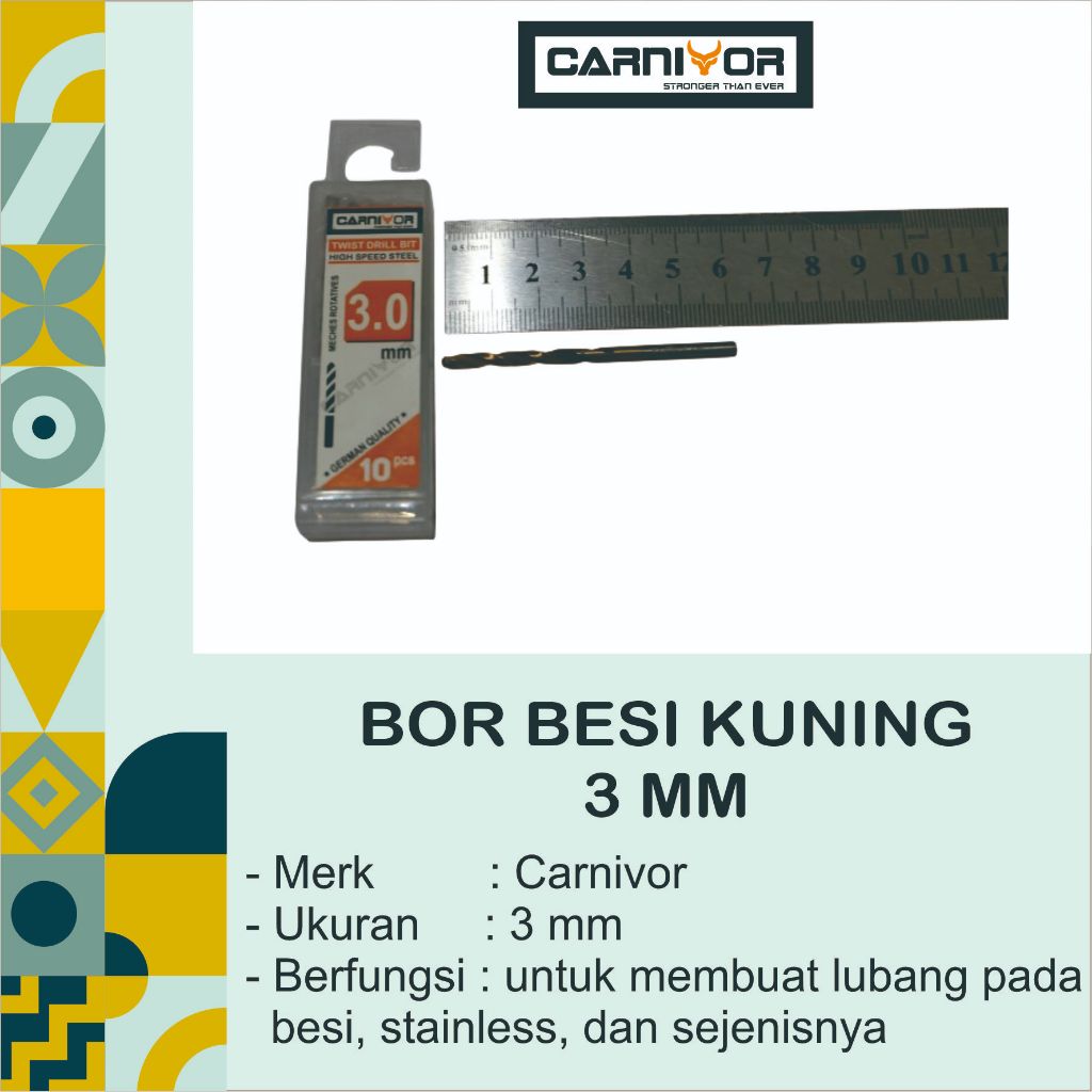 Bor Besi Carnivor / Mata Bor Besi - 3mm