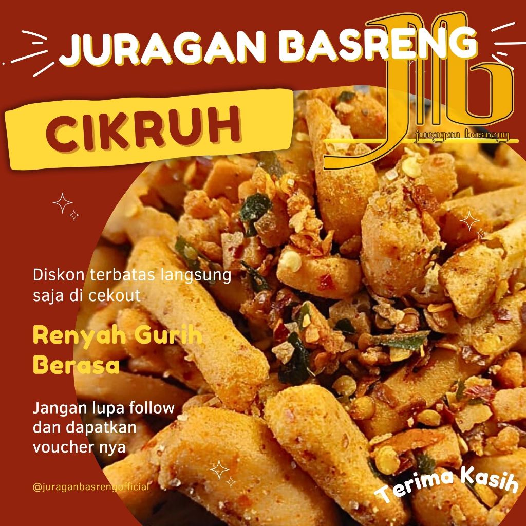 

Basreng Viral Cikruh kemasan 500gr Pedas Daun Jeruk