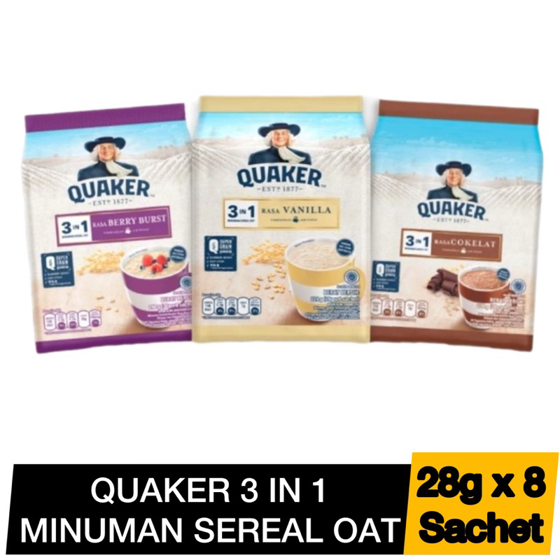 

QUAKER 3 IN 1 28g x 8 sachet minuman sereal oat