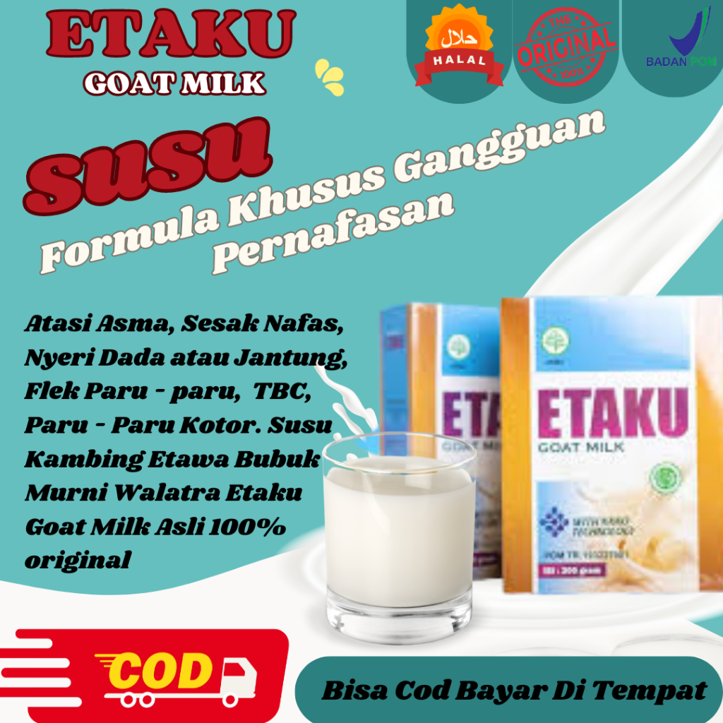 

Obat Asma Sesak Nafas Sakit Dada Nyeri Dada Jantung Berdebar Susu Kambing Etawa Bubuk Murni Walatra Etaku Goat Milk Asli 100% original