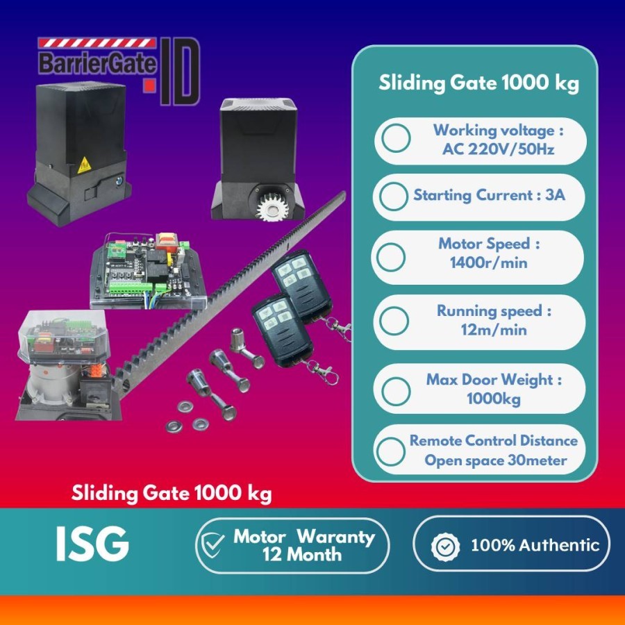 Automatic Sliding Gate Mesin Pintu Gerbang Otomatis ISG 1000 kg 1 ton