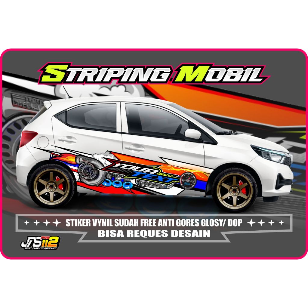 Decal Sticker Mobil brio new Agya Ayla Jazz Brio Yaris Body Samping Free Custom Nama stiker livery m