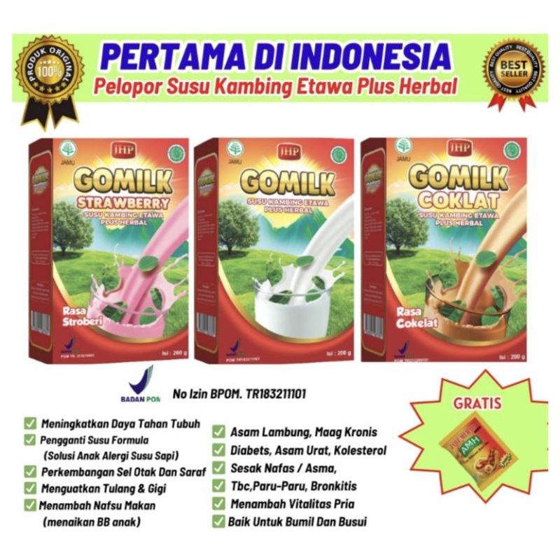 

Gomilk Susu Etawa Plus Herbal Bonus Jahe Merah Super