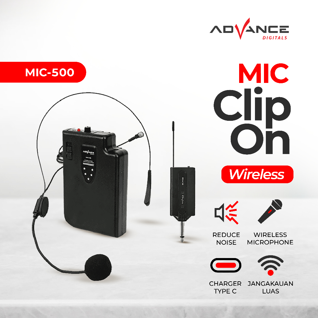 Mic Bando Wireless Advance Mic-500 Mic Bando Wireless Mic Clip On / Microphone Eksternal