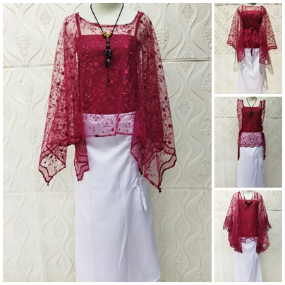 Spesial Setelan Paket Kebaya Merah Putih Agustusan Stelan Baju Brokat Atasan Wanita Modern 2in 1 Dew