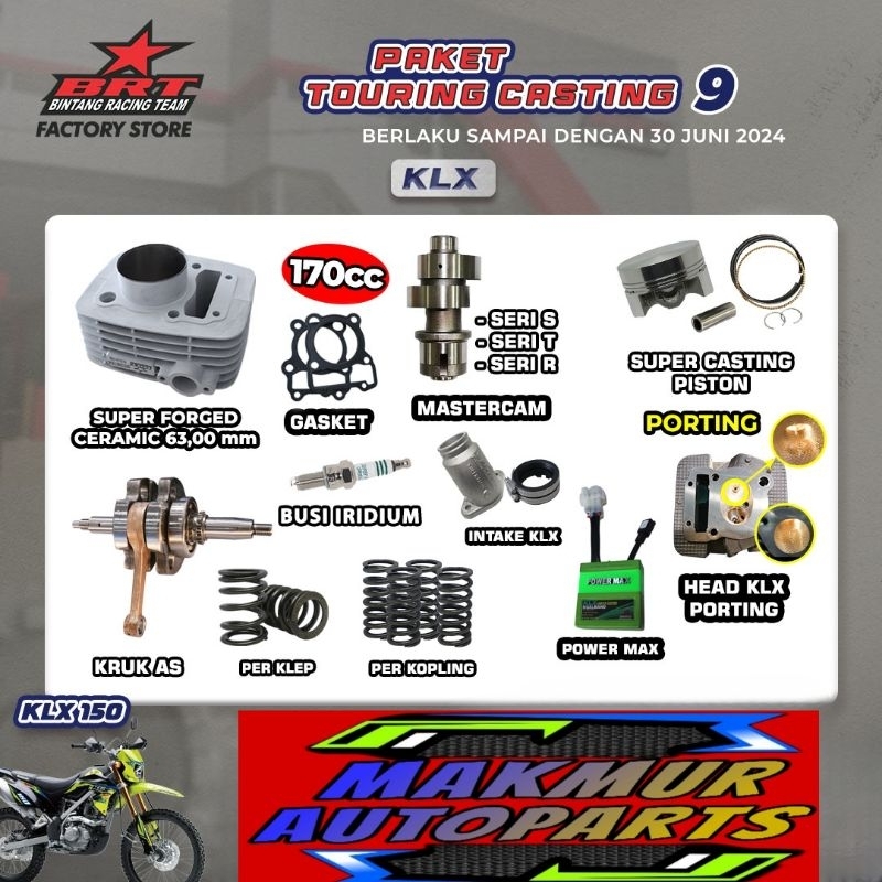 PAKET TOURING CASTING 9 KLX BRT BOREUP 170CC - BINTANG RACING TEAM BRT