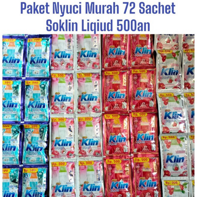 72 Sachet Soklin Liquid Renceng 500an Detergent Cair Murah
