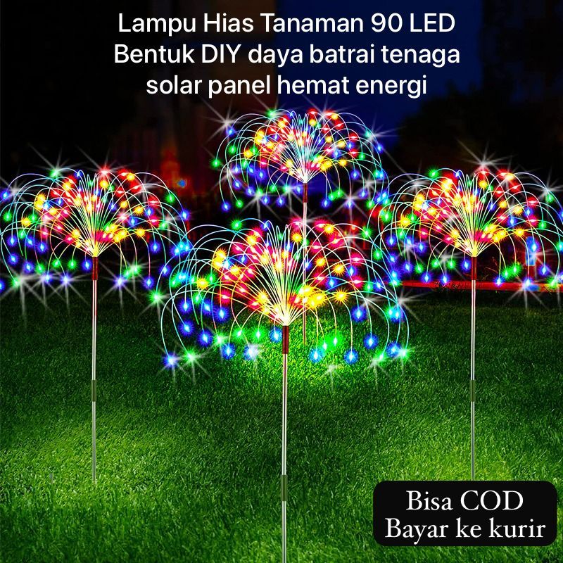 Lampu Hias Taman 90 LED Model Pohon / Bunga bisa DIY Bentuk Daya Baterai Tenaga Solar Panel Hemat En
