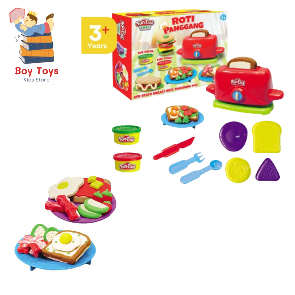 Fun Doh Roti Panggang Mainan Cetakan Plastisin Lilin Clay Malam Mainan Edukasi Kreasi Seni Kreatifitas Anak Melatih Motorik Halus
