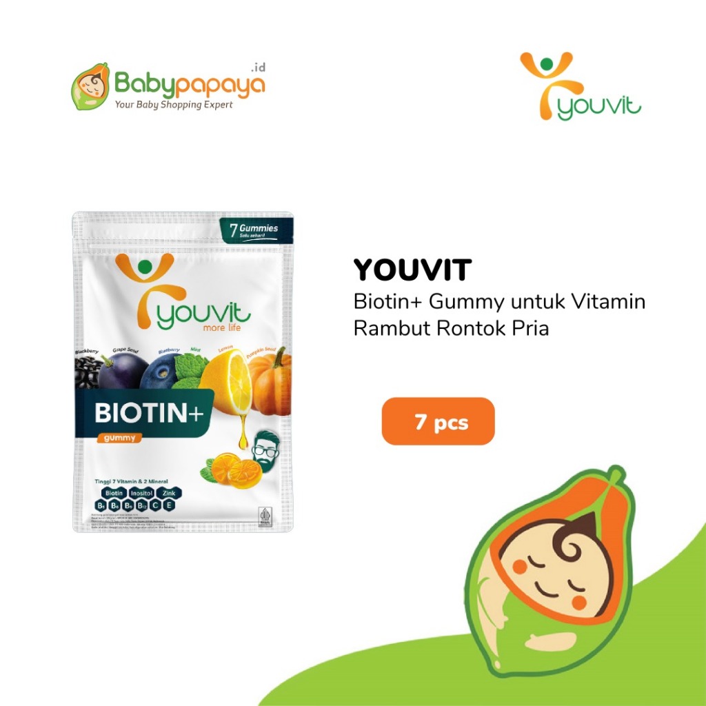 Biotin Gummy untuk Vitamin Rambut Rontok Pria | Youvit Biotin+ for Men 7 Hari