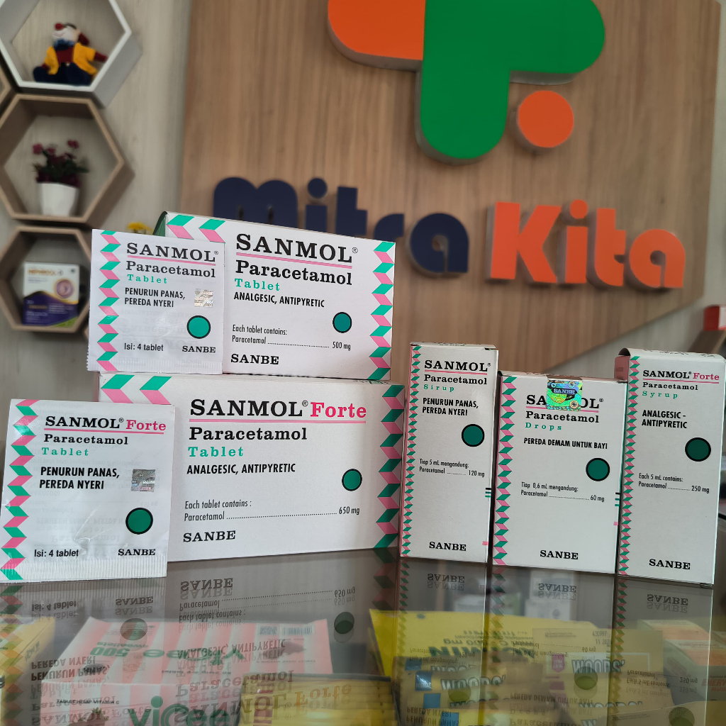SANMOL TABLET 500MG / FORTE650 MG Pereda Demam Anak Dewasa PER STRIP (Semarang)