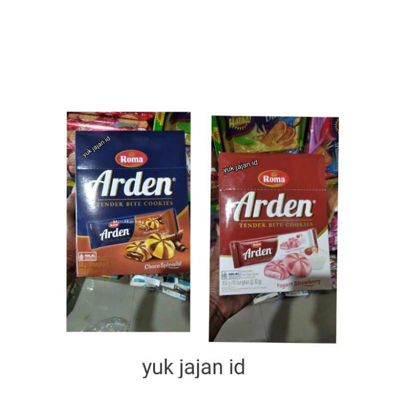 

Roma Arden cookies/New box isi 10bks @ 30 gram,choco Splendid & Yogurt strawberry