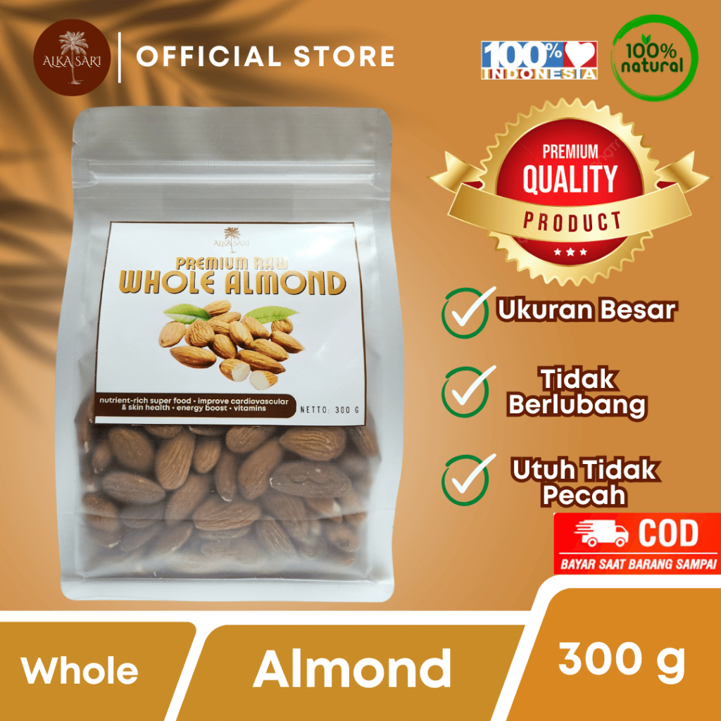 

300gr Kacang Almond Utuh Mentah Premium Alka Sari