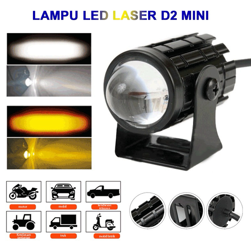 Lampu Tembak Laser 12~80Volt Led Mini 2 Warna - Lampu Tembak Sorot Foglamp Mini D2