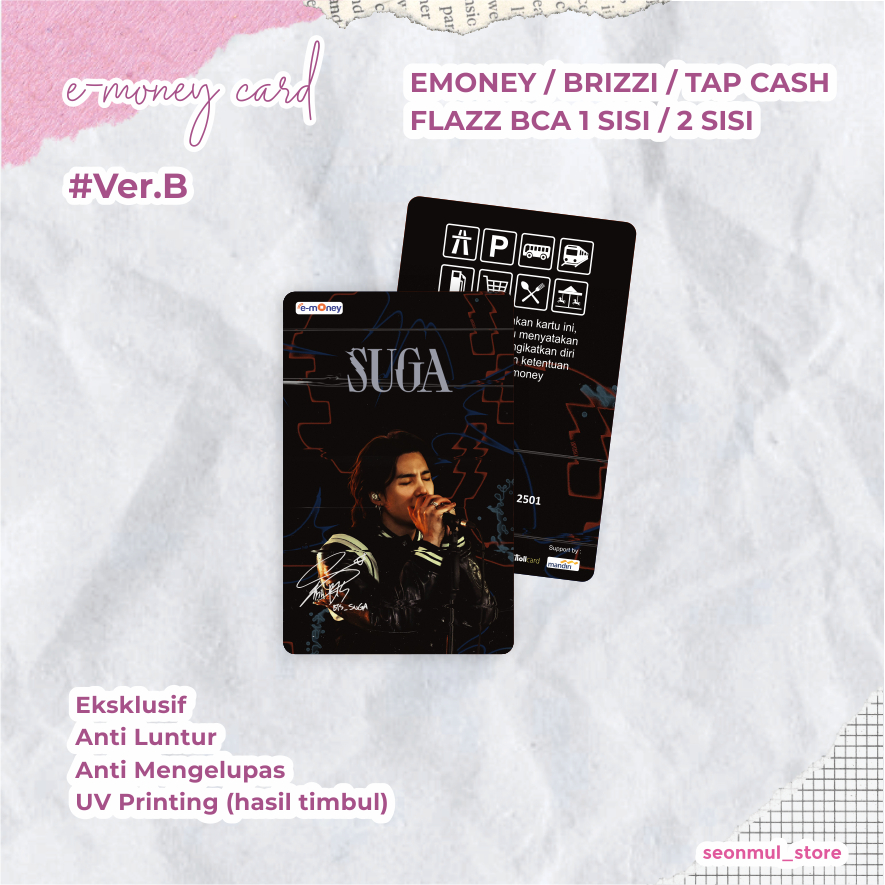 READY STOCK EMONEY BTS SUGA TOUR IN JAKARTA VER. B / BRIZZI / FLAZZ / TAPCASH