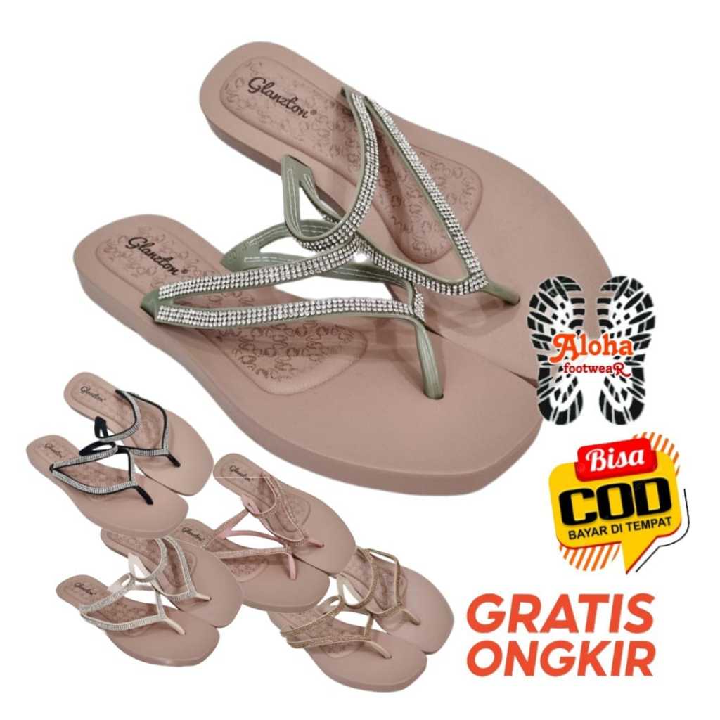 SANDAL JEPIT WANITA IMPORT MURAH - SANDAL JEPIT MUTIARA - GLANZTON L1983-78 - SENDAL JEPIT KARET JEL