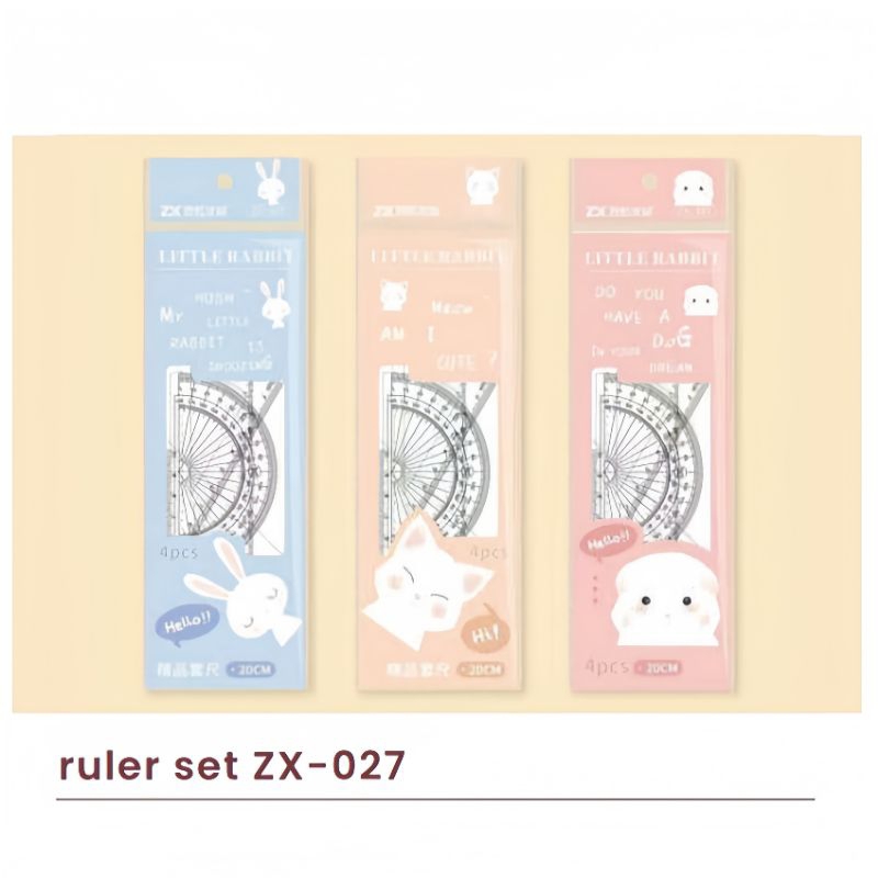 

ATK.POINT 》ZX Little rabbit Penggaris set Fancy ZX-027 20cm 4pcs | penggaris set anak