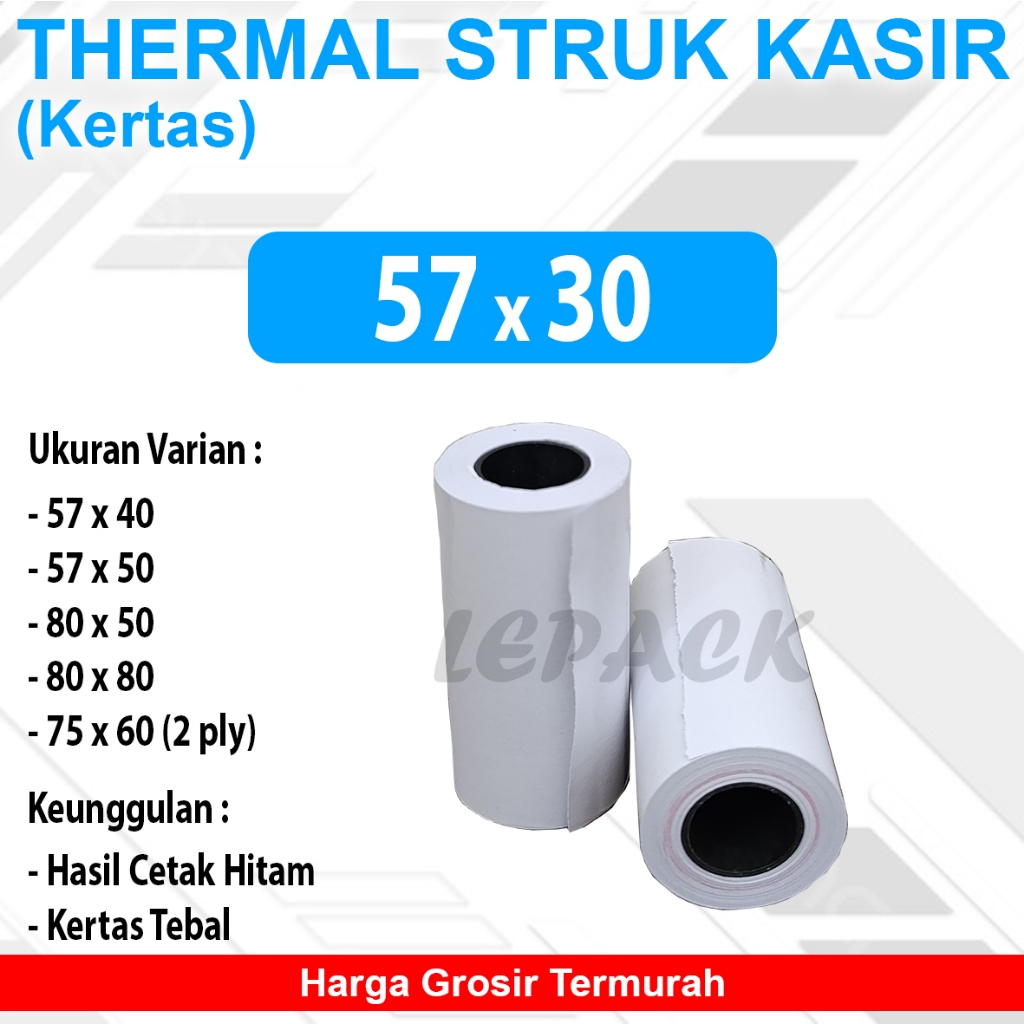 

Kertas Thermal Struk Paper Roll 57x30 (1 PCS)