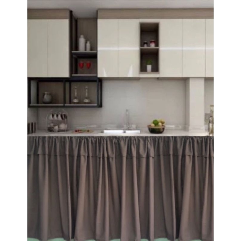 Gorden Kolong dapur Poni Polos Coklat tua (coffee)/ Gorden Custom/ Gorden Jendela