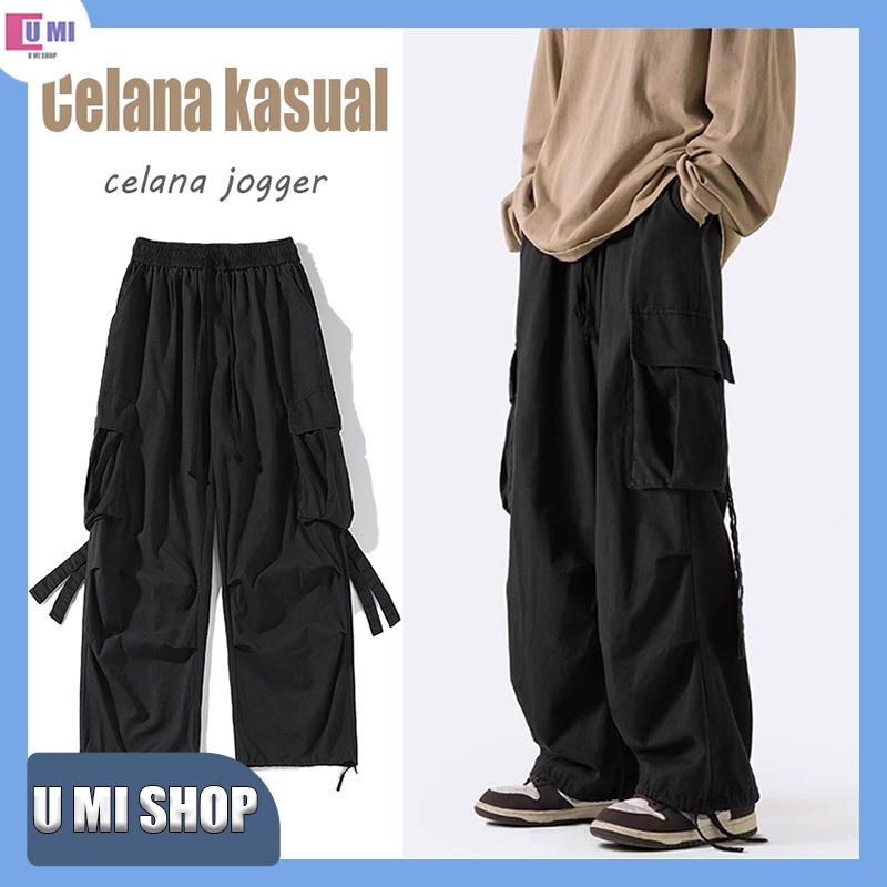 Celana baggy pria Celana jogger pria Celana gombrong pria korea style Celana panjang pria jumbo Cela