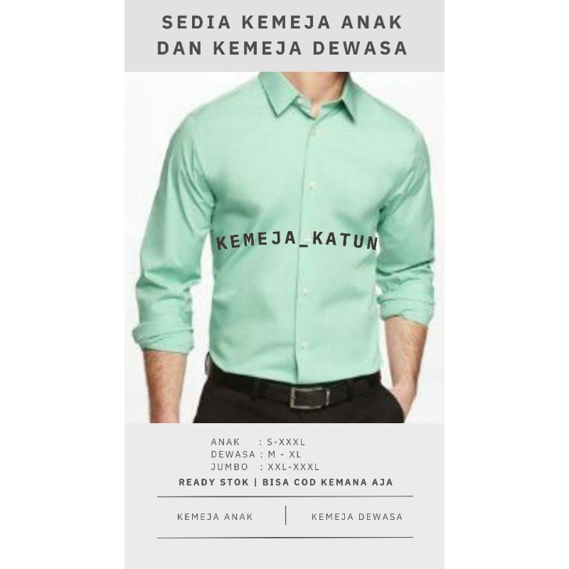 kemeja sage green pria kemeja polos hem panjang dewasa warna mint toska kemeja katun sage green