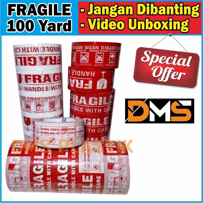 

72ROLL(1DUS/KARTON) LAKBAN FRAGILE VIDEO UNBOXING 45X100 YARD & 72YARD