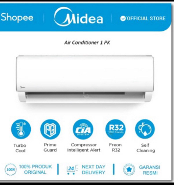 Midea AC Standard 1 PK R32 Series MSAF-09CRN2X (Unit Indoor & Outdoor)
