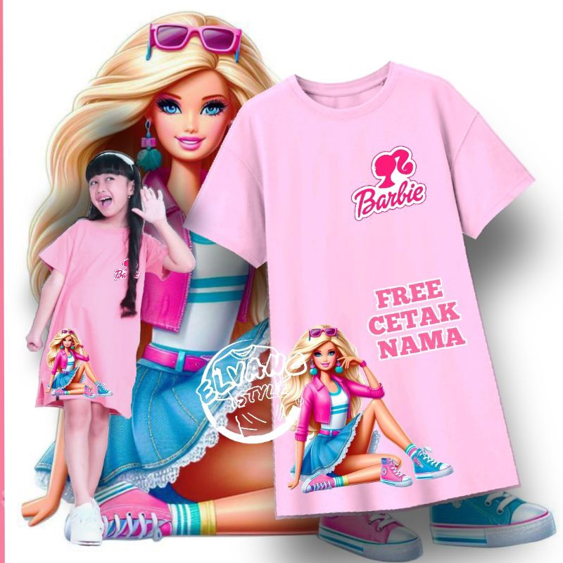 DRESS BAJU TUNIK ANAK PEREMPUAN BARBIE 24s USIA 3-11TAHUN
