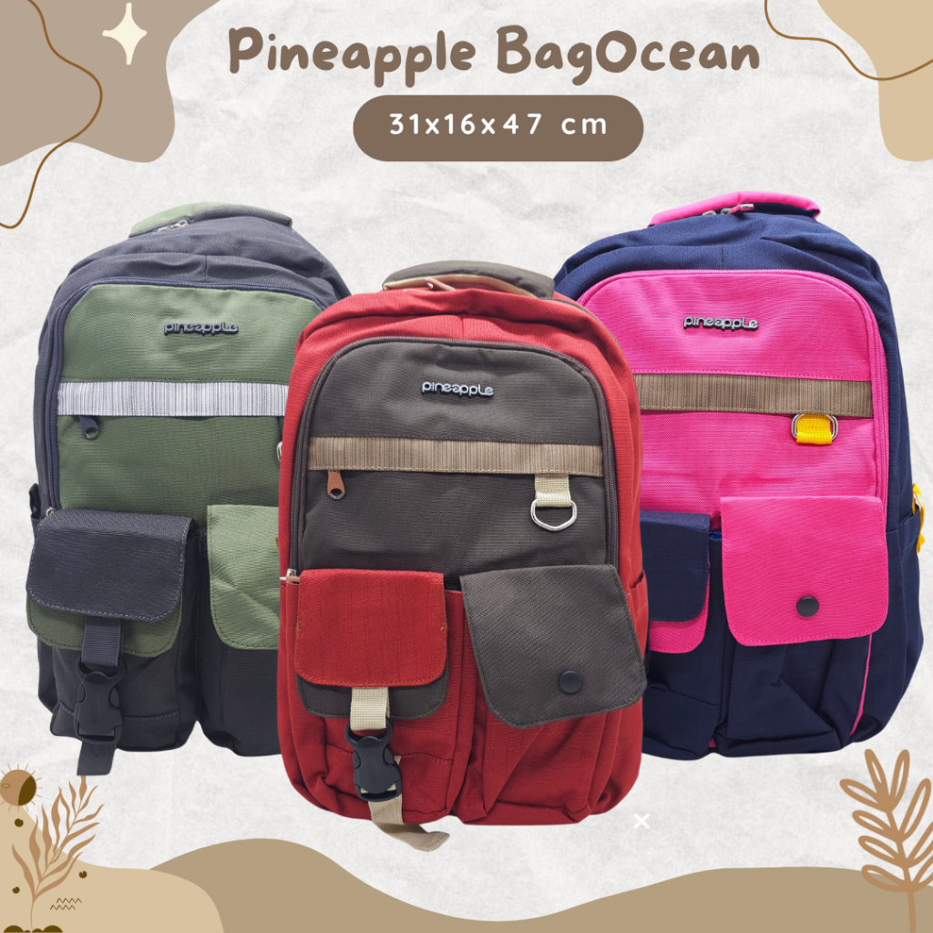 Tas PineApple Bahan Kanvas Cordura 18 Inchi Unik Banyak Ruang Import Original Murah / Tas Laptop Pin